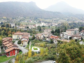 High angle view of townscape against sky