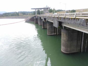 Bridge over river against sky