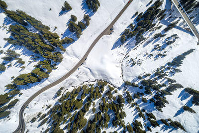 High angle view of snow covered mountain