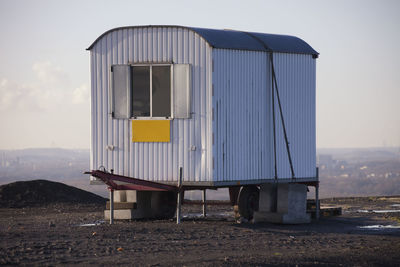 Portable building at site