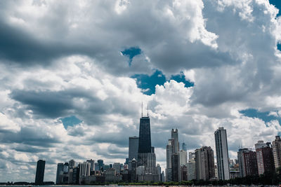 Panoramic view of buildings against cloudy sky