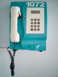 Close-up of telephone booth