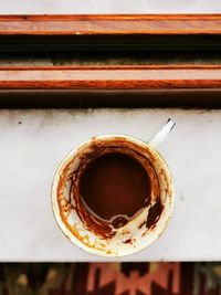 High angle view of coffee on table