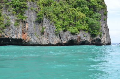 Scenic view of rock formation in sea