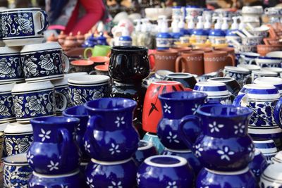 Close-up of cups for sale at market