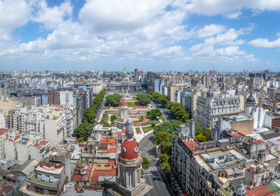 High angle view of townscape against sky