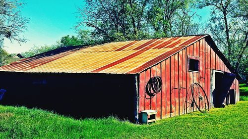 Built structure on grassy field