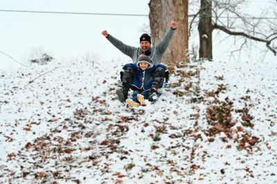 Sledding in the snow