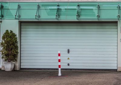 Closed shutter of building