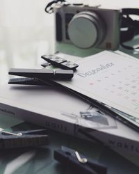 Calendar on table