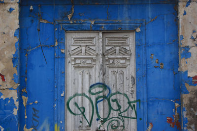 Closed door of old building