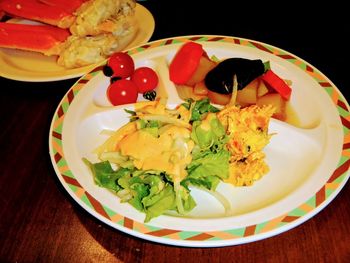 Close-up of salad in plate on table