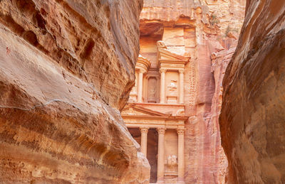 Low angle view of rock formations