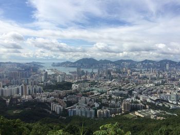 High angle view of townscape against sky