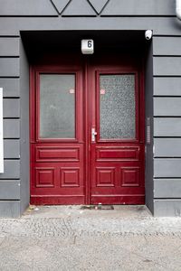 Closed door of house