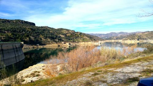 Scenic view of lake against sky