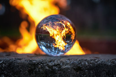 Close-up of burning candle