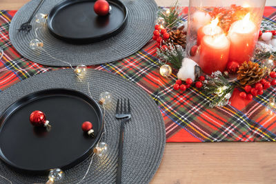 High angle view of food on table