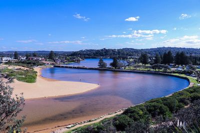 Scenic view of lagoon against sky