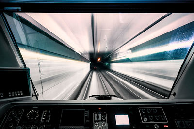 Close-up of illuminated bus