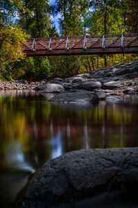 Reflection of rocks in lake