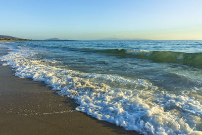 Scenic view of sea against clear sky