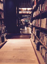 View of books in library