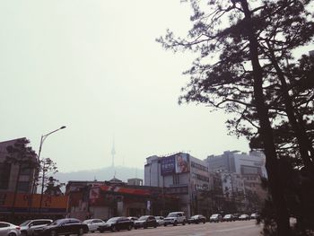 Cars parked on road