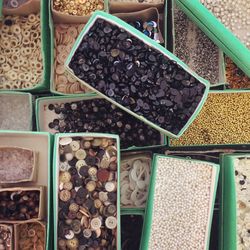 High angle view of food for sale