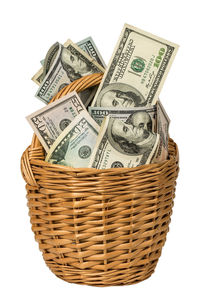 Close-up of wicker basket over white background