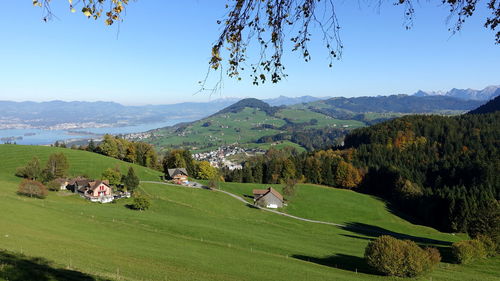 Scenic view of landscape against clear sky