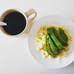 Directly above shot of breakfast served on table