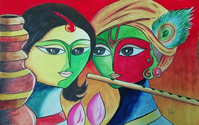Close-up of multi colored painting on wall