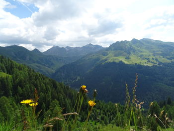 Scenic view of mountains against sky