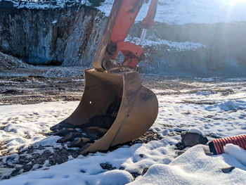 Low section of man on snow land