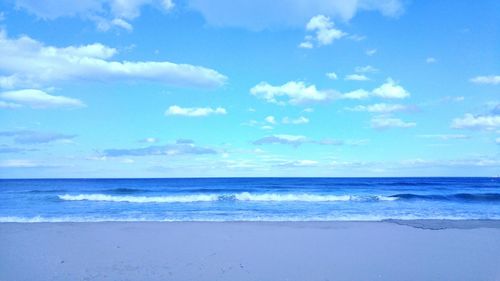 Scenic view of sea against cloudy sky