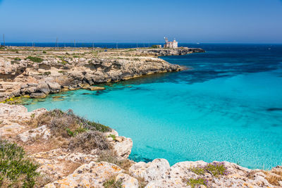 Scenic view of sea against clear sky