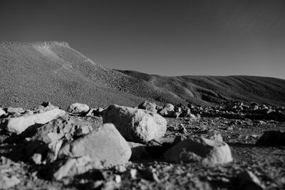 Scenic view of mountains against clear sky