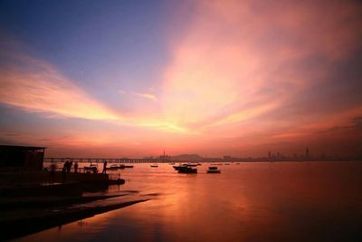 Scenic view of sunset over sea