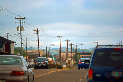 Road passing through power lines