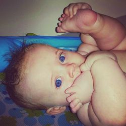 Close-up portrait of cute baby girl