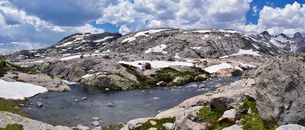 Scenic view of mountains against sky