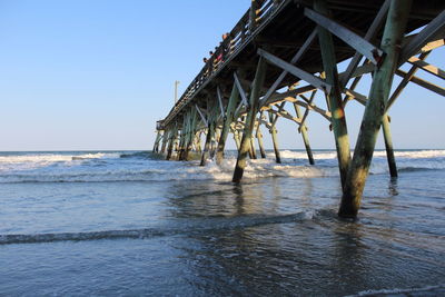 Pier over sea against clear sky