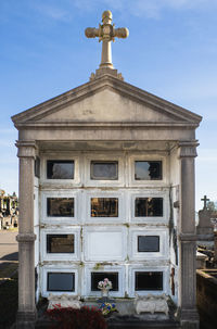 Low angle view of old building against sky