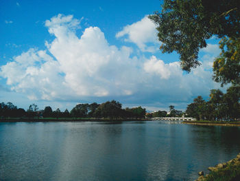 Scenic view of lake against sky