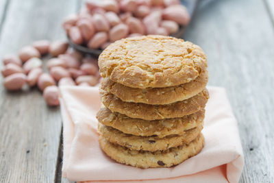 Close-up of cookies on table