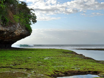 Scenic view of beach against sky