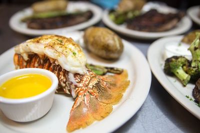 Close-up of food served in plate