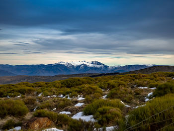 Scenic view of mountains against sky