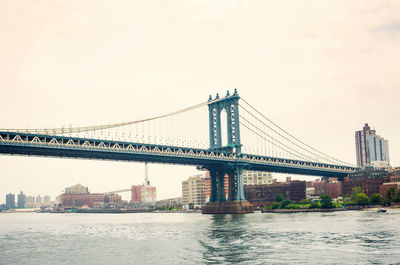 Manhattan bridge over east river view in new york city, usa.